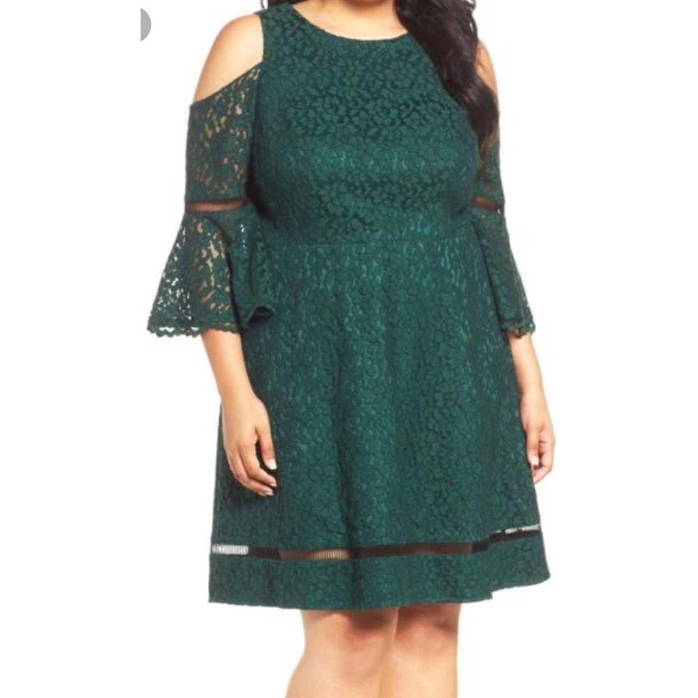 Eliza J cold shoulder bell sleeve lace dress 8142 - Picture 1 of 5